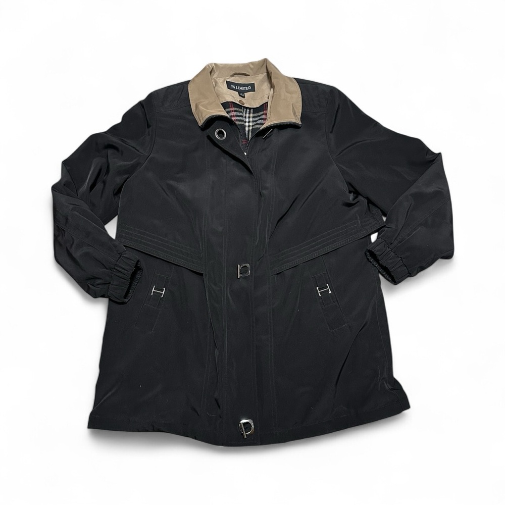 Women’s FS Limited Large 12 - 14 Parka Jacket Coat Black Plaid Lined Pockets - Picture 2 of 9